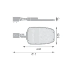 Ledvance LED Gatubelysning Area Large RV35ST Aluminium Grå 90W 11700lm 155X69D - 730 Varm Vit | IP66 - Asymmetrisk