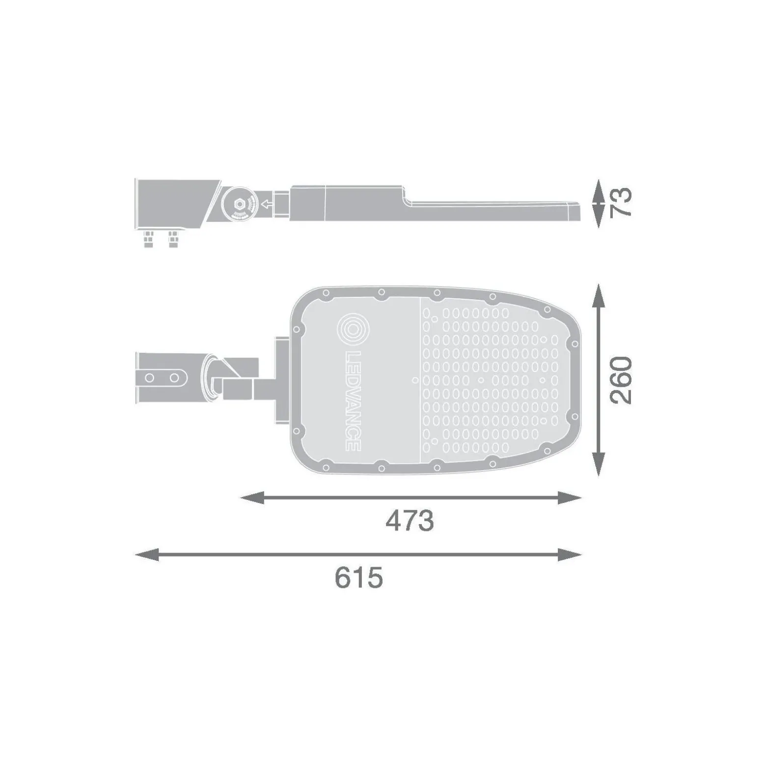 Ledvance LED Gatubelysning Area Large RV35ST Aluminium Grå 90W 11700lm 155X69D - 730 Varm Vit | IP66 - Asymmetrisk