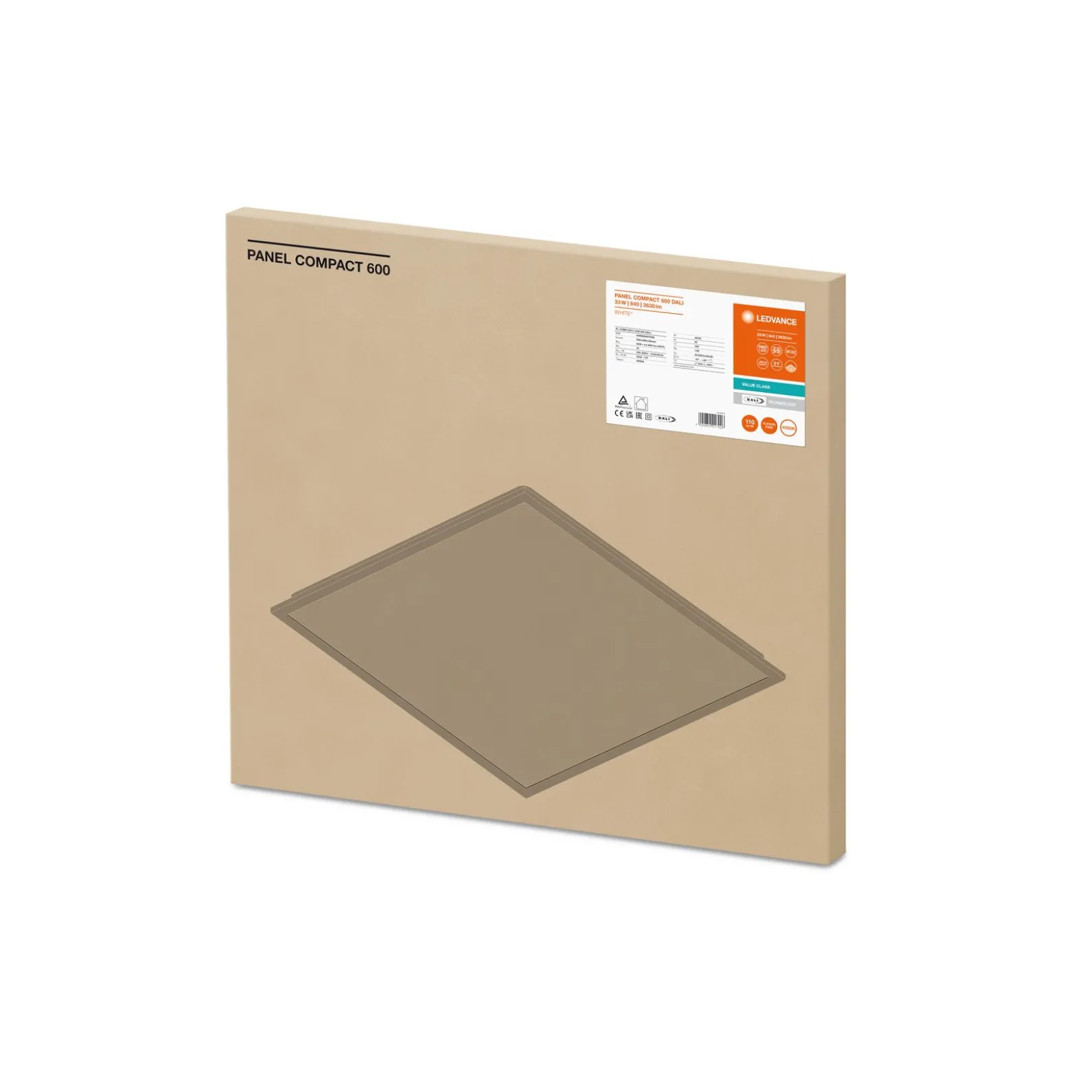 Ledvance LED Panel Kompakt 33W 3630lm - 840 Kallvit | 60x60cm - UGR <25 - Dali Dimbar