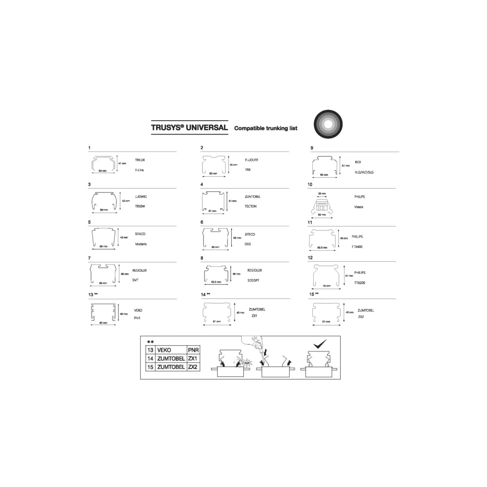 Ledvance LED Skensystem Trusys Universal Vit 73W 12750lm 100D - 840 Kallvit | Ersättare 2x58W