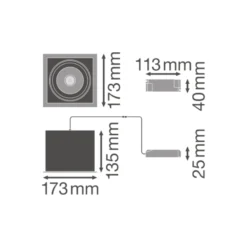 Ledvance LED Spot Fyrkant Multi Lutningsbar Svart-Vit 30W 2700lm 38D - 840 Kallvit | Utskärning 164mm