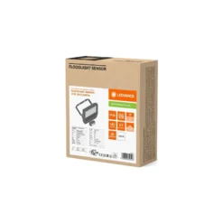 Ledvance LED Strålkastare Aluminium Svart 17W 2400lm 100D - 840 Kallvit | IP65 - Rörelse- Och Ljussensor - Symmetrisk