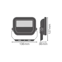 Ledvance LED Strålkastare Aluminium Vit 8W 1200lm 100D - 840 Kallvit | IP66 - Symmetrisk