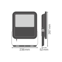 Ledvance LED Strålkastare Aluminium Svart 69W 10000lm 100D - 840 Kallvit | IP66 - Symmetrisk