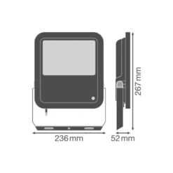 Ledvance LED Strålkastare Aluminium Svart 69W 10000lm 100D - 840 Kallvit | IP66 - Ljussensor - Symmetrisk