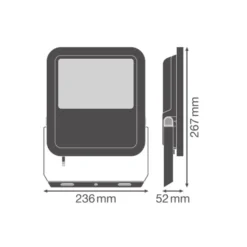 Ledvance LED Strålkastare 100 Aluminium Vit 69W 9150lm 100D - 830 Varm Vit | IP66 - Symmetrisk