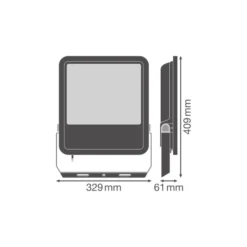 Ledvance LED Strålkastare Area Gen 2 Aluminium Svart 160W 23400lm 48x85D - 830 Varm Vit | IP66 - Asymmetrisk
