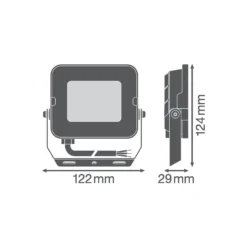 Ledvance LED Strålkastare Kompakt Svart 20W 1800lm 100D - 830 Varm Vit | IP65 - Symmetrisk
