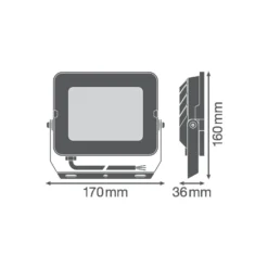 Ledvance LED Strålkastare Kompakt Svart 50W 5000lm 100D - 840 Kallvit | IP65 - Symmetrisk