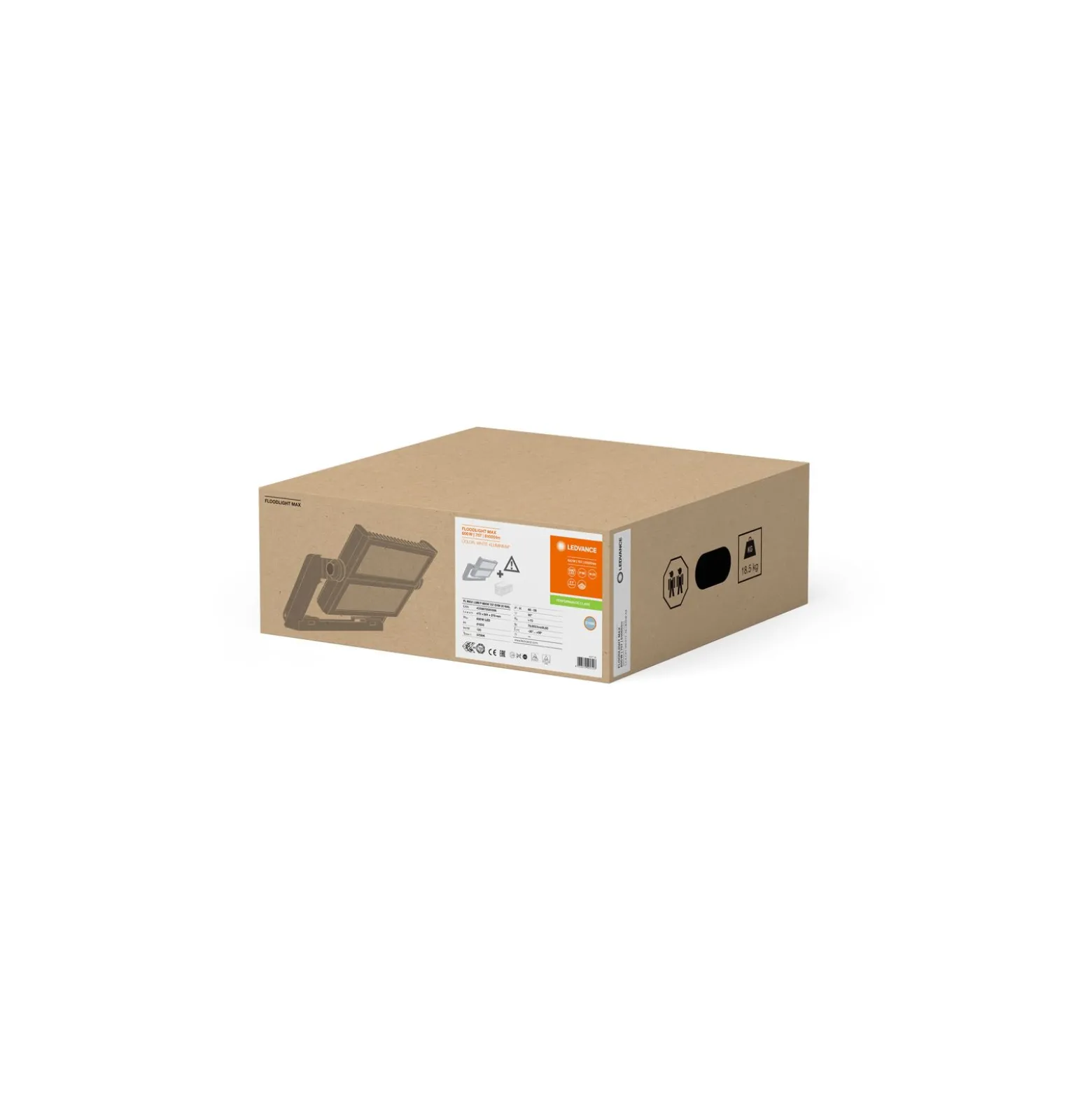 Ledvance LED Strålkastare MAX Grå 600W 81000lm 30D - 757 Dagsljus | IP66 - Symmetrisk