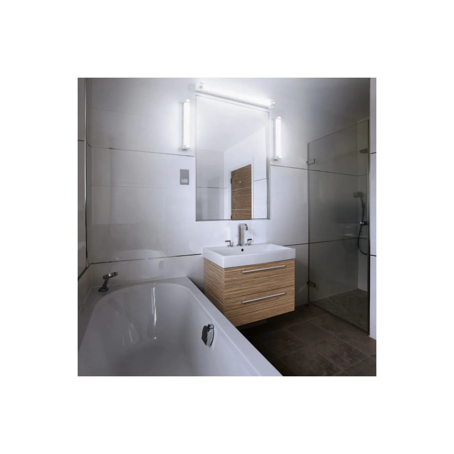 Ledvance LED Vägglampa Badrumsbelysning Orbis Rör Vit 9W 900lm - 830-840 CCT | IP44 - Touchdimmerbar