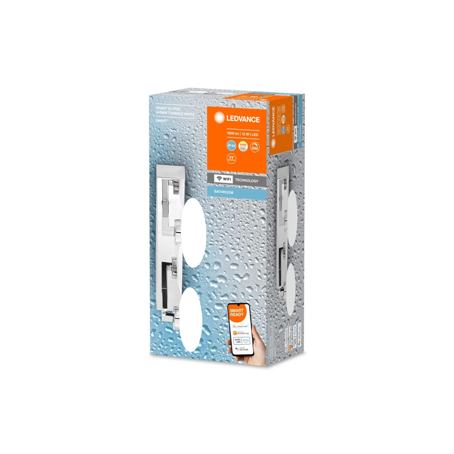 Ledvance Smart+ Wifi LED Vägglampa Badrumsbelysning Silver 12W 800lm - 830-865 Justerbar Vit | IP44