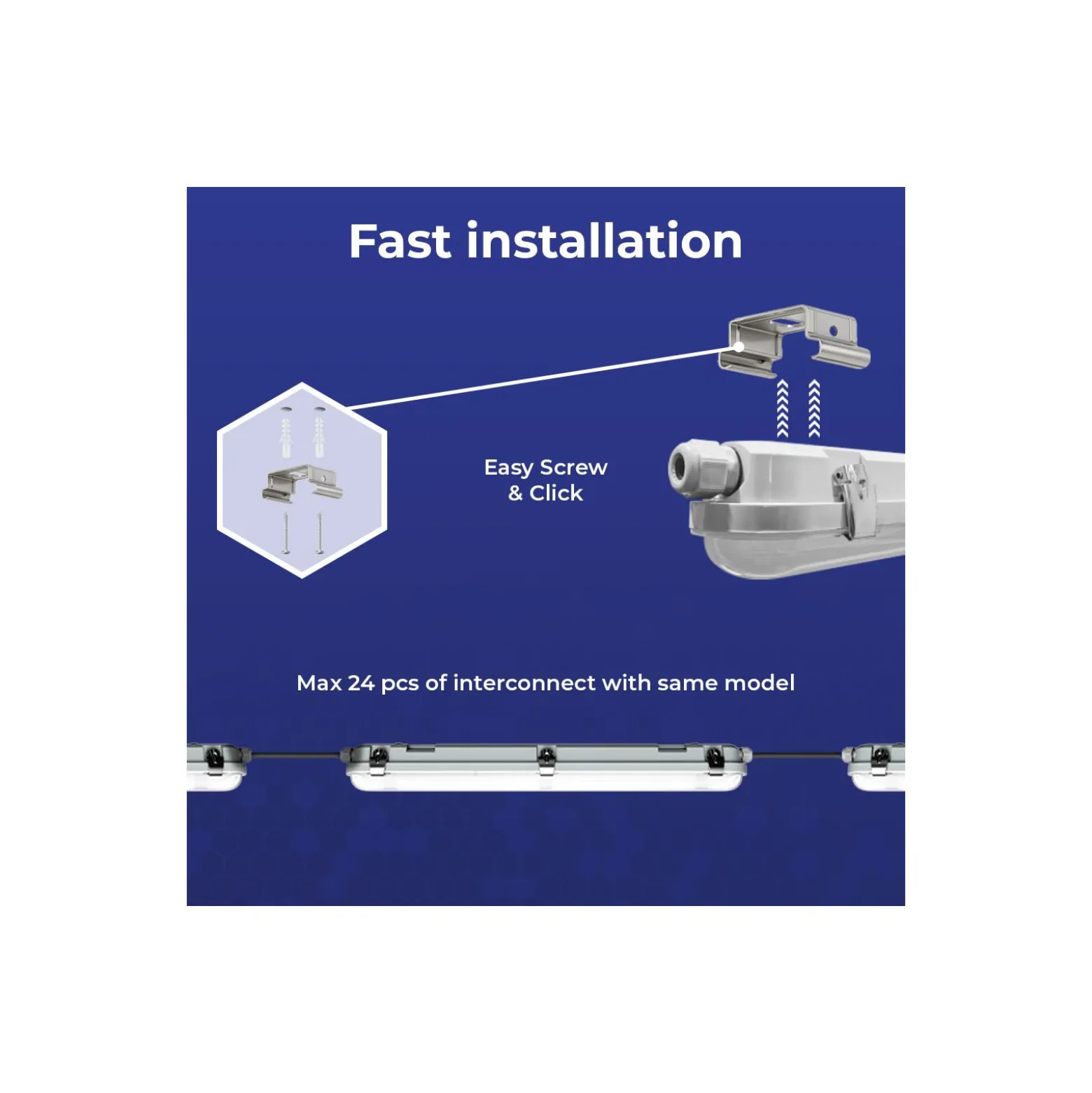 Noxion LED Allmänbruksarmatur Vattentät Poseidon V3.0 35-65W 4550-9100lm - 830-865 CCT | 150cm - Kabelgenomföring (5x2.5mm2)