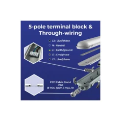 Noxion LED Allmänbruksarmatur Vattentät Poseidon V3.0 35-65W 4550-9100lm - 830-865 CCT | 150cm - Kabelgenomföring (5x2.5mm2)