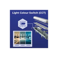 Noxion LED Allmänbruksarmatur Vattentät Poseidon V3.0 19-33W 2340/4200lm - 830-865 CCT | 120cm - Kabelgenomföring (5x2.5mm2) - 3 Timmar Nödbelysning