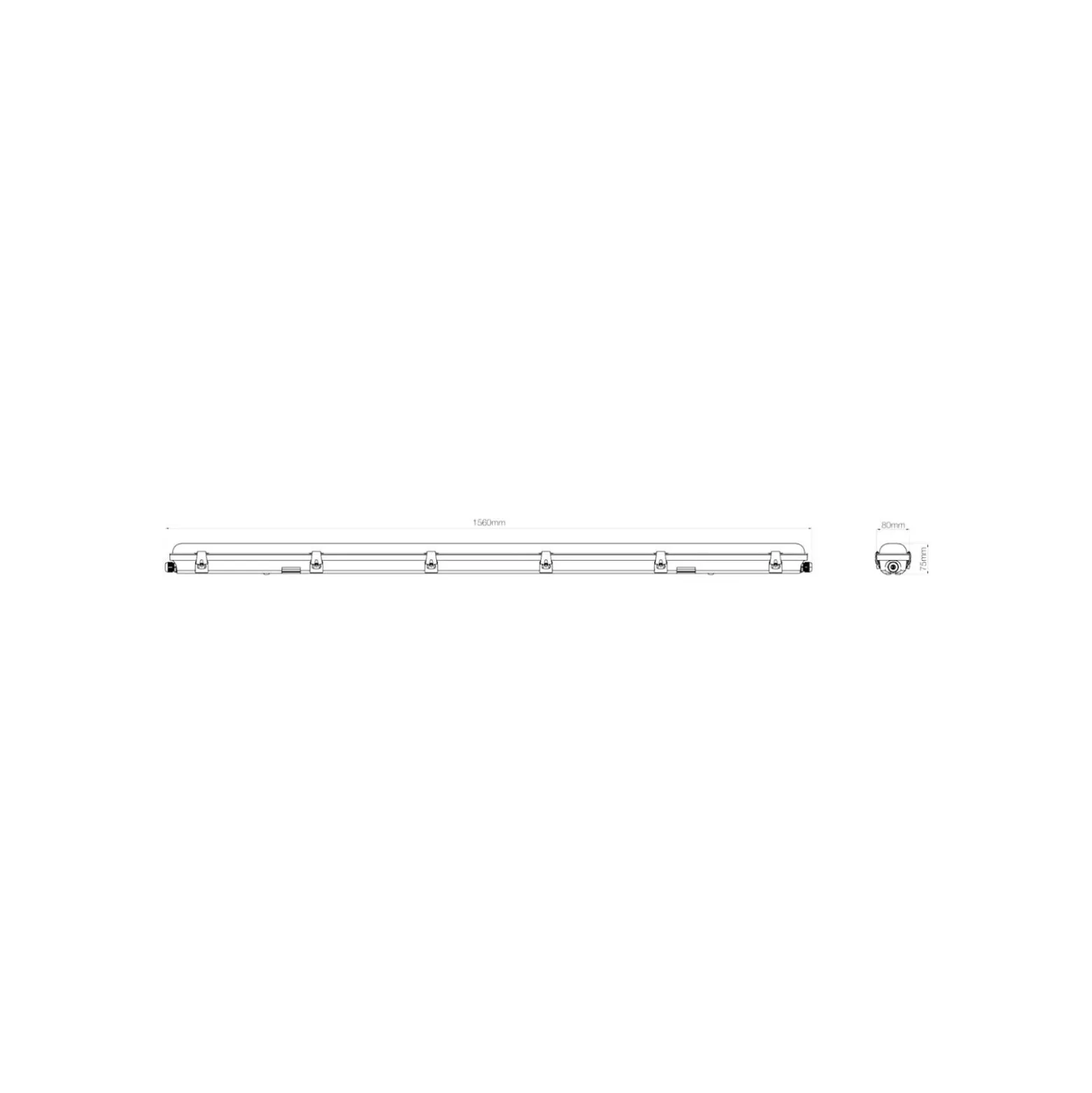 Noxion LED Allmänbruksarmatur Vattentät Poseidon V3.0 65W 8450/9100lm - 830-865 CCT | 150cm - Kabelgenomföring (5x2.5mm2) - Dali Dimbar