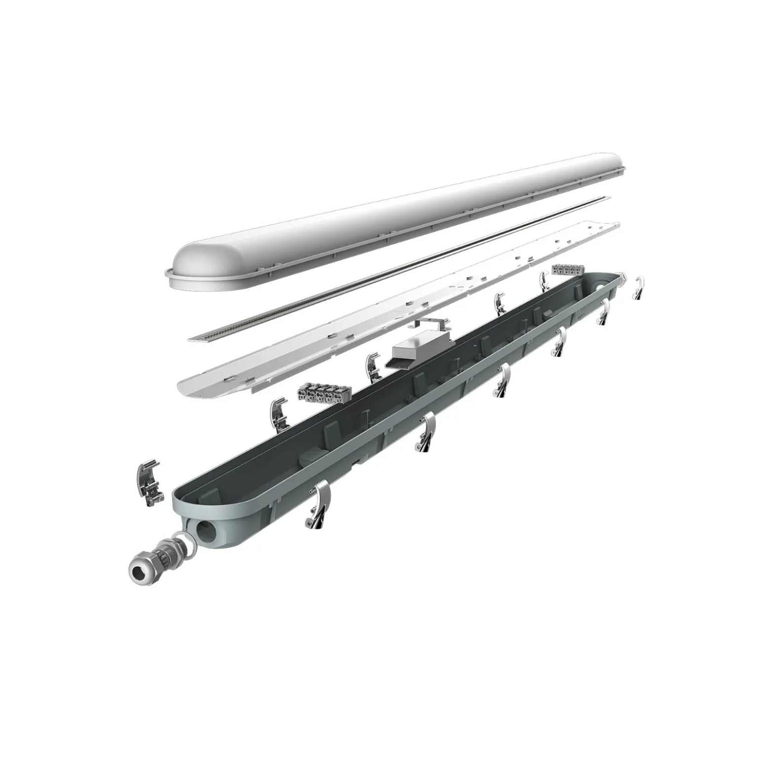 Noxion LED Allmänbruksarmatur Vattentät Poseidon V3.0 65W 8450/9100lm - 830-865 CCT | 150cm - Kabelgenomföring (5x2.5mm2) - Dali Dimbar