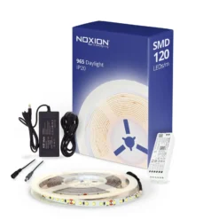 Noxion Led-Ljusslingor Naga 5 Meter Komplett set - Smart Wifi - 24V - 120LEDs/m - 9.6W/m - 965 Dagsljus | 8mm - IP20 - Bästa Färgåtergivning - SMD2835