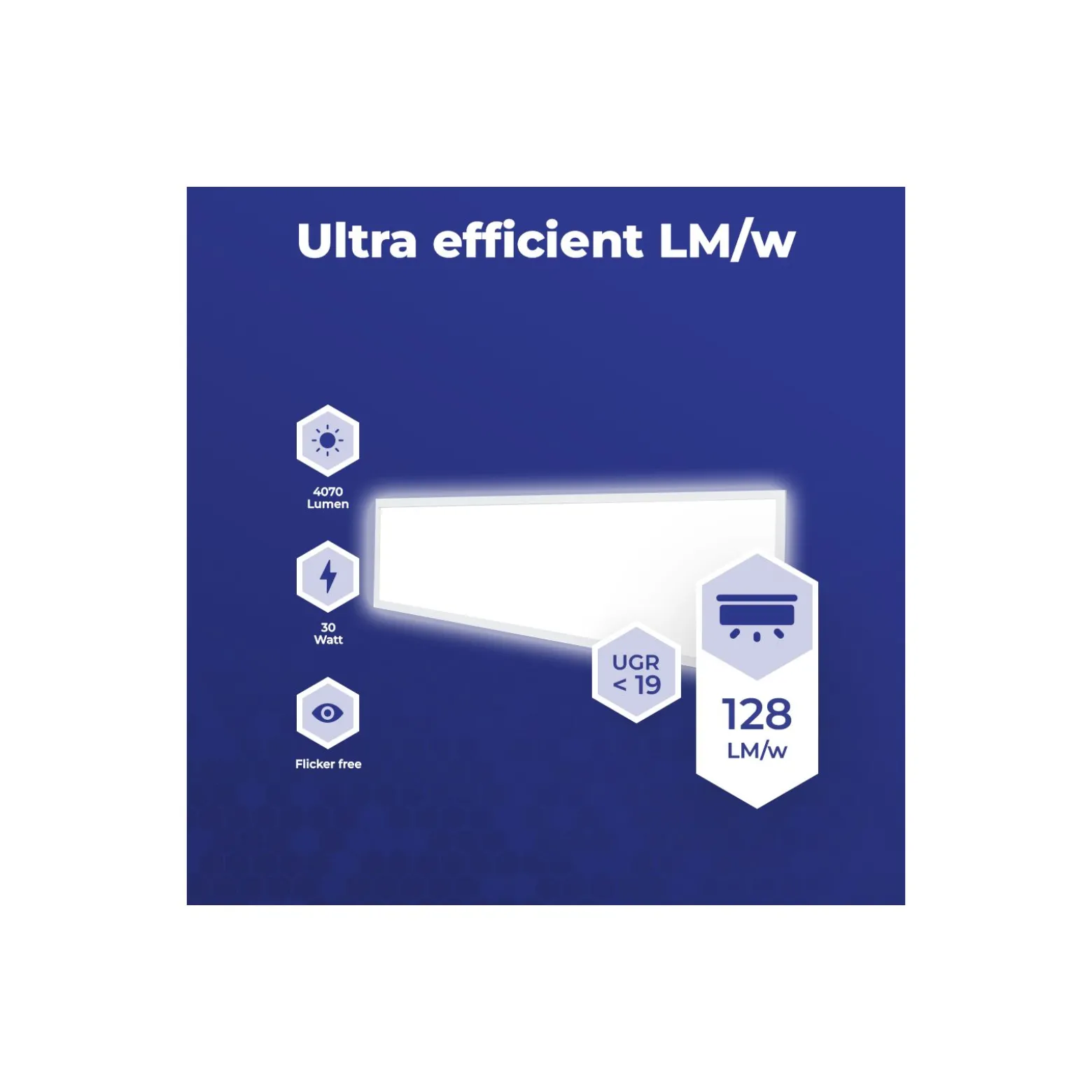 Noxion LED Panel Delta Pro V3 30W 4070lm - 840 Kallvit | 120x30cm - UGR < 19 - Philips Xitanium Drivdon - 3 Timmar Nödbelysning