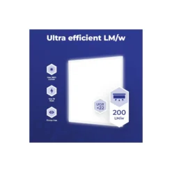 Noxion LED Panel Delta Ultra Efficiency - 200lm/W - 18W 3600lm - 840 Kallvit | 60x60cm - UGR<22 - Backlit