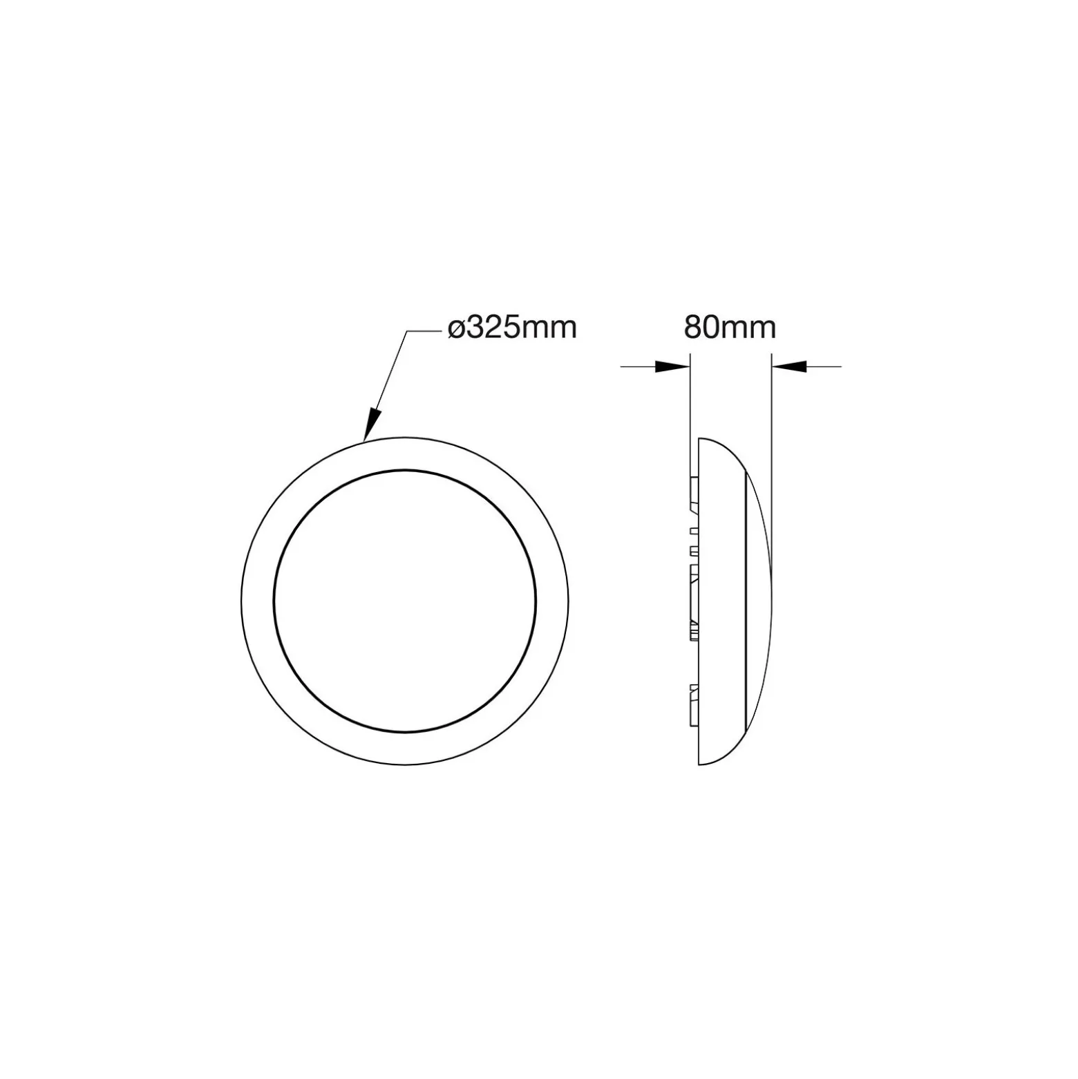 Noxion LED Plafond Pro V2 12/16/20W 2400lm - 830-840-865 CCT | 325mm - IP65 + Ögonlock Ring Svart