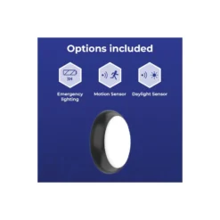 Noxion LED Plafond Pro V2 12/16/20W 2400lm - 830-840-865 CCT | 325mm - IP65 - Rörelse- och Ljussensor - 3 Timmar Nödbelysning + Ring Svart