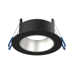 Noxion LED Spot Ares Djup ring Svart - med Inre Ring Silver | Utskärning 68mm - incl. GU10 Fitting