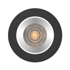 Noxion LED Spot Ares Djup ring Svart - med Inre Ring Silver | Utskärning 68mm - incl. GU10 Fitting