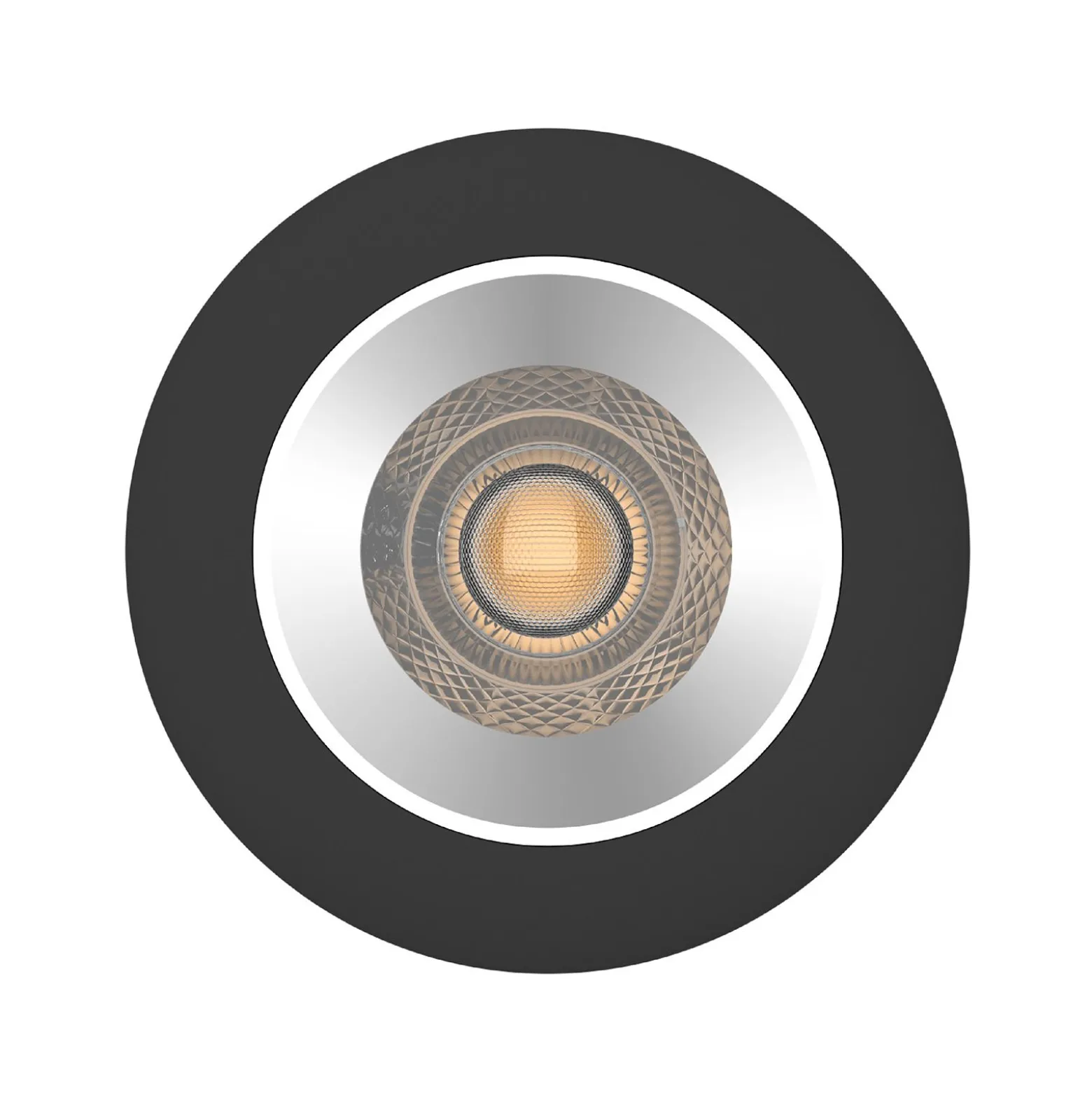 Noxion LED Spot Ares Djup ring Svart - med Inre Ring Silver | Utskärning 68mm - incl. GU10 Fitting