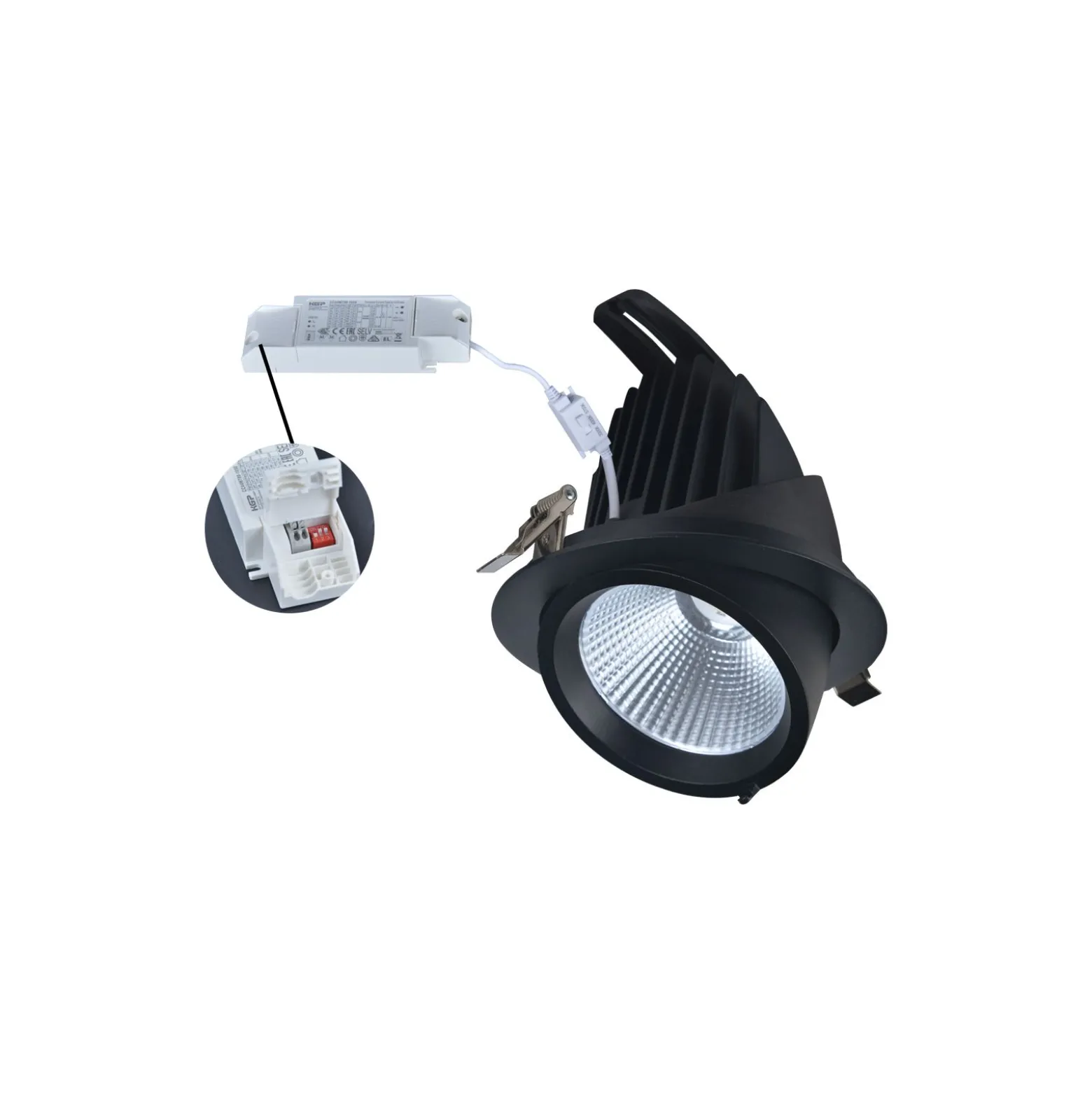 Noxion LED Spot Forza V2 Aluminium Svart 32W 3700lm 36D - 930-940-957 CCT | 160mm - Utskärning 145mm - Bästa Färgåtergivning