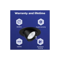 Noxion LED Spot Forza V2 Aluminium Svart 36W 4100lm 36D - 930-940-957 CCT | 160mm - Utskärning 145mm - Bästa Färgåtergivning