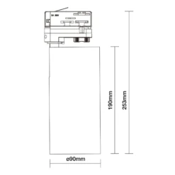 Noxion LED Spårbelysning 3-Fas Ecowhite Aluminium Svart 30W 2960lm 36D - 830 Varm Vit | UGR <19