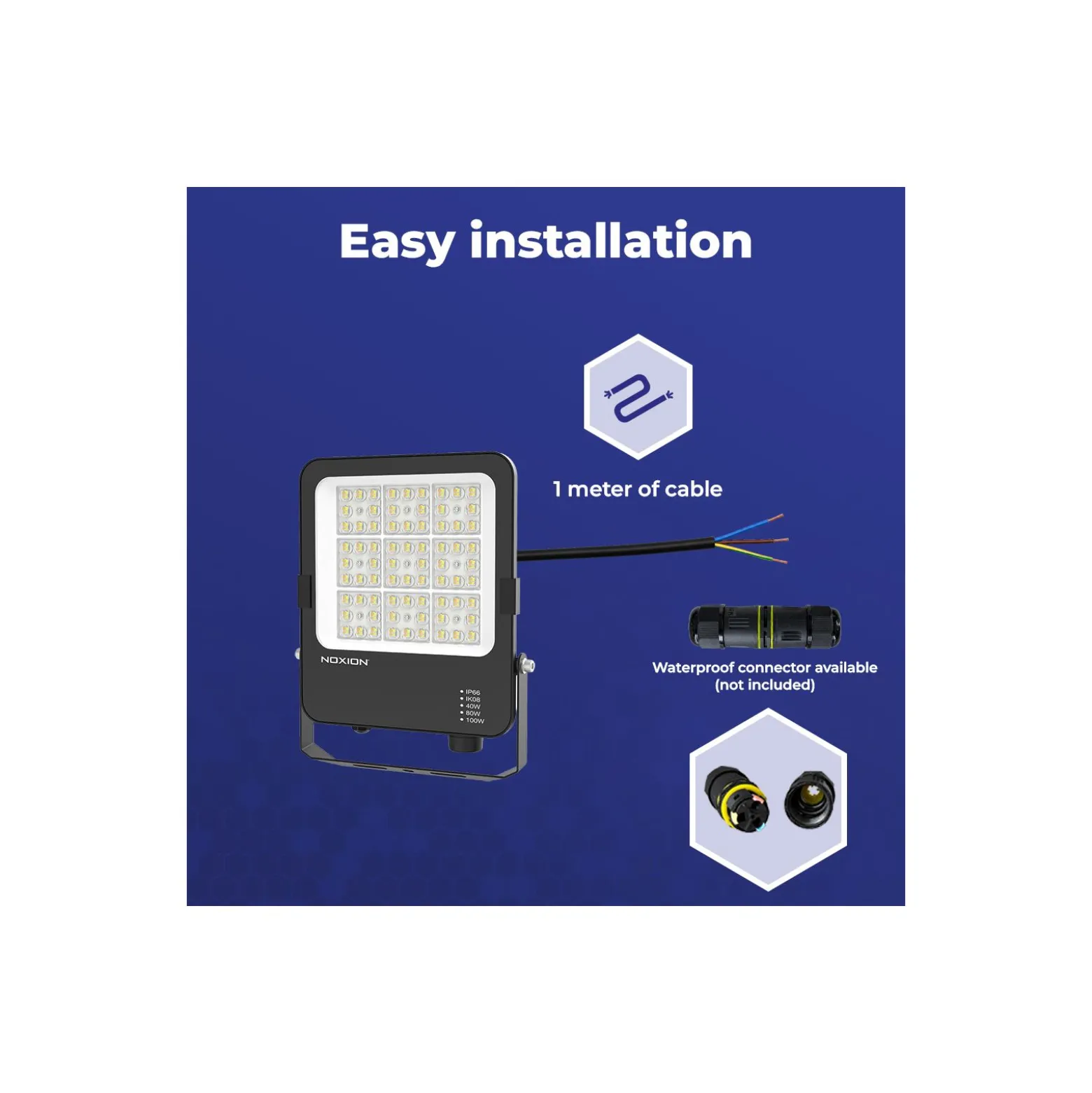 Noxion LED Strålkastare Beam V2.0 40W 5600lm 90D - 830-840-865 CCT | IP66 - Symmetrisk