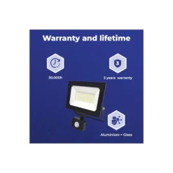 Noxion LED Strålkastare Beamy G3.1 Svart 30W 3300lm 110D - 840 Kallvit | IP44 - Rörelse- och Ljussensor - Symmetrisk