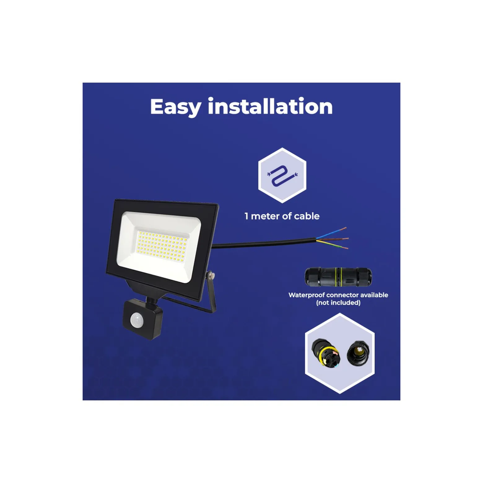 Noxion LED Strålkastare Beamy G3.1 Svart 30W 3300lm 110D - 840 Kallvit | IP44 - Rörelse- och Ljussensor - Symmetrisk