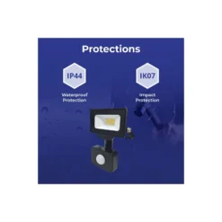 Noxion LED Strålkastare Beamy G3.1 Svart 10W 1100lm 100D - 830 Varm Vit | IP44 - Rörelse- och Ljussensor - Symmetrisk
