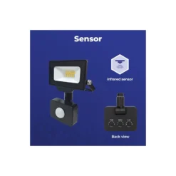 Noxion LED Strålkastare Beamy G3 10W 1100lm 100D - 840 Kallvit | IP44 - Rörelse- och Ljussensor - Symmetrisk