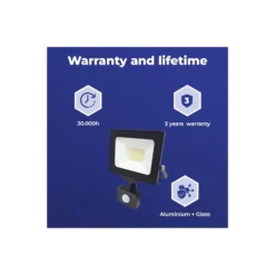 Noxion LED Strålkastare Beamy G3.1 Svart 30W 3300lm 110D - 830 Varm Vit | IP44 - Rörelse- och Ljussensor - Symmetrisk