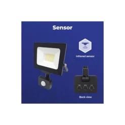 Noxion LED Strålkastare Beamy G3.1 Svart 30W 3300lm 110D - 830 Varm Vit | IP44 - Rörelse- och Ljussensor - Symmetrisk