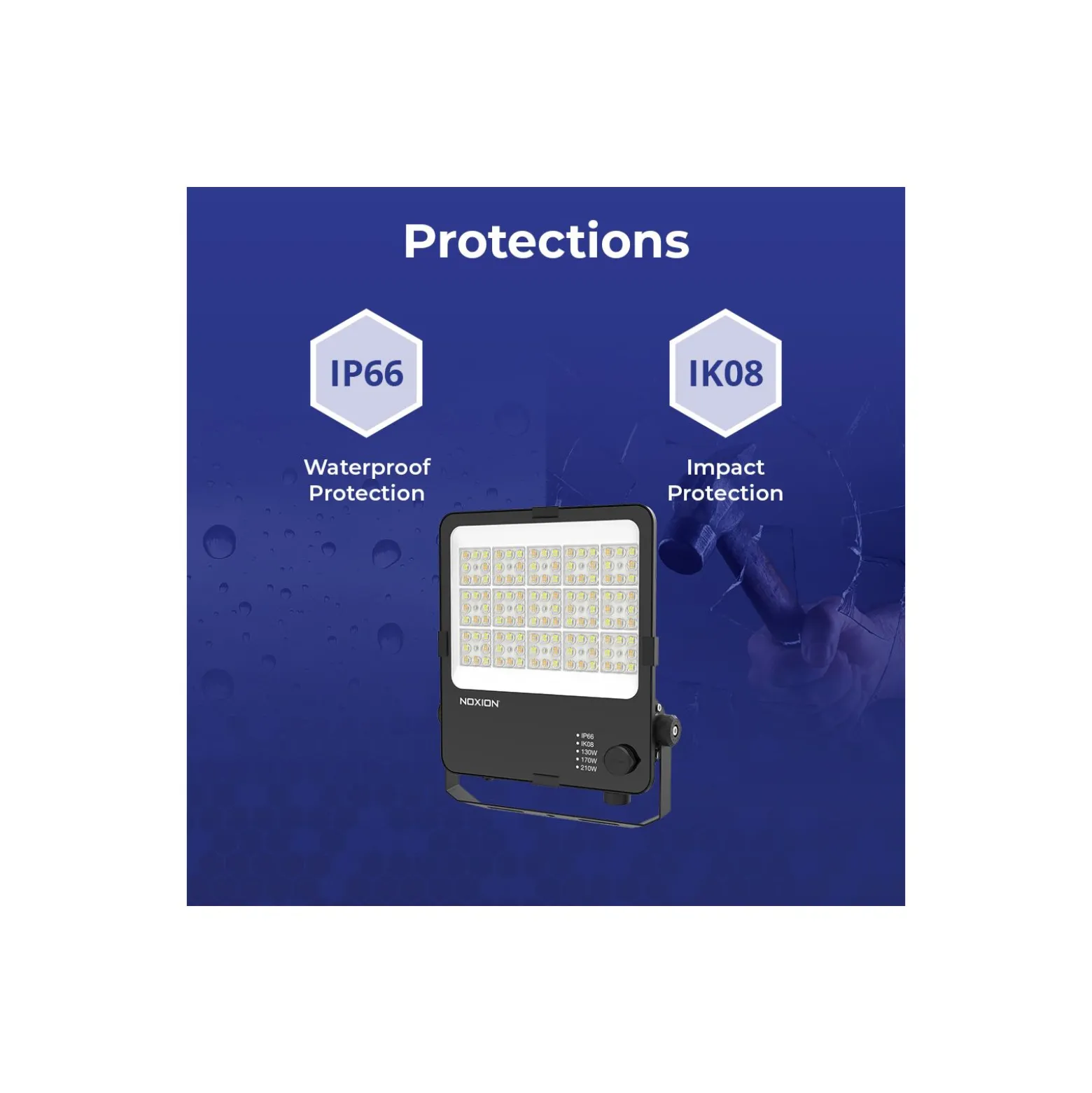 Noxion LED Strålkastare ProBeam V2.0 130W 17300lm 60D - 830-840-865 CCT | IP66 - Asymmetrisk