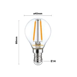 Noxion Lucent LED E14 boll Filament Klar 2.5W 250lm - 827 Extra Varm Vit | Ersättare 25W