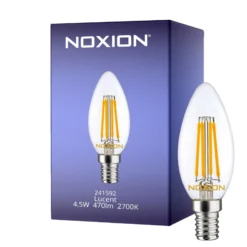 Noxion Lucent LED E14 Kronljus Filament Klar 4.5W 470lm - 827 Extra Varm Vit | Ersättare 40W