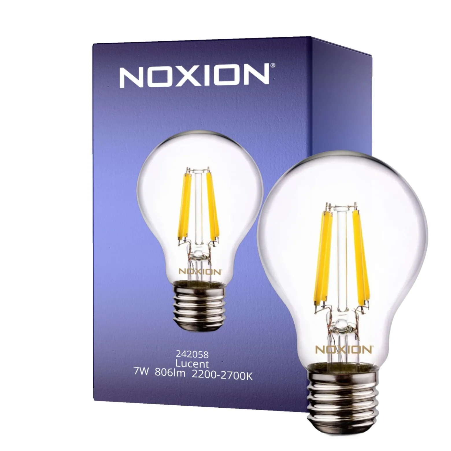 Noxion Lucent LED E27 Päron Filament Klar 7W 806lm - 822-827 Dim To Warm | Dimbar - Ersättare 60W