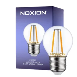 Noxion Lucent Lustre LED E27 boll Filament Klar 2.5W 250lm - 827 Extra Varm Vit - Ersättare 25W