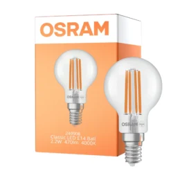 Osram Classic LED E14 Boll Filament Klar 2.2W 470lm - 840 Kallvit | Ersättare 40W