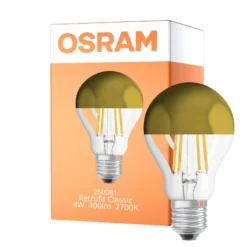 Osram Classic LED E27 Päron Filament Mirror Guld 4W 400lm - 827 Extra Varm Vit | Ersättare 35W