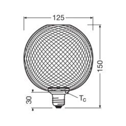 Osram Decor Platt Lamp In Metall Armatur LED E27 Globe Matt Svart 3.5W 300lm - 827 Extra Varm Vit | Ersättare 25W