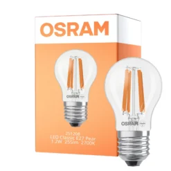 Osram LED Classic LED E27 Päron Filament Klar 1.2W 255lm - 827 Extra Varm Vit | Ersättare 25W