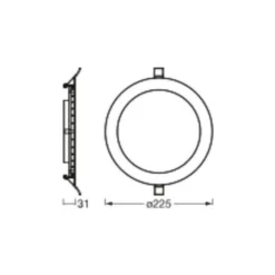 Osram LED Downlight Recess Slim Vit 22W 2000lm 110D - 840 Kallvit| Utskärning 200mm - IP20