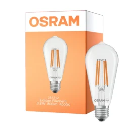 Osram LED Lamps E27 Edison Filament Klar 3.8W 806lm - 840 Kallvit | Ersättare 60W